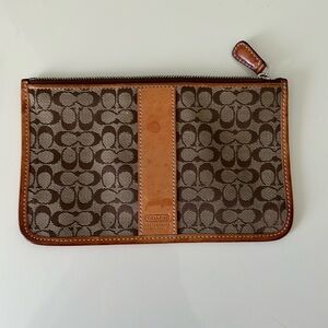 Coach Brown Logo Zipper Pouch